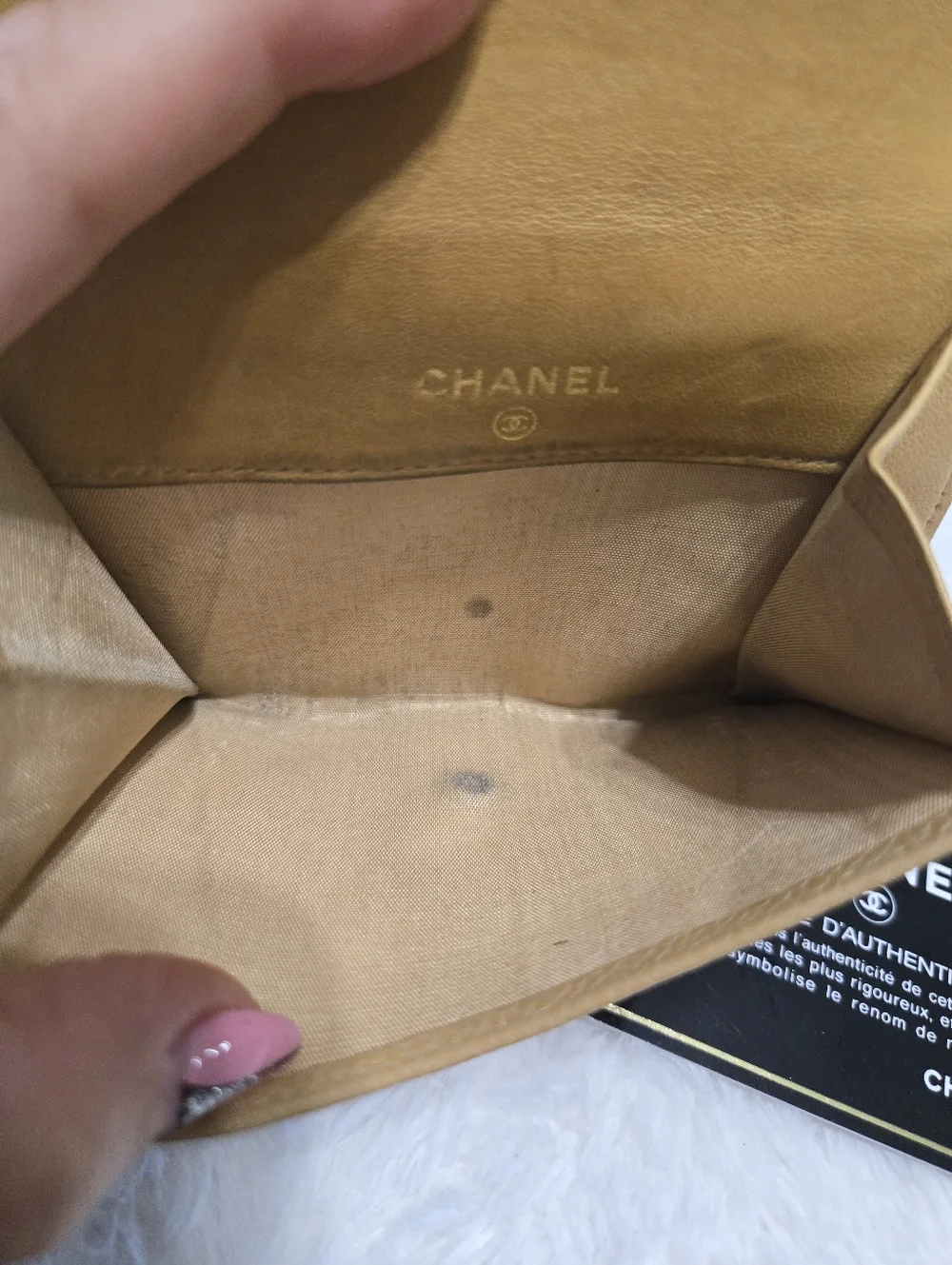 Chanel Caviar Leather Compact Beige Wallet EUC